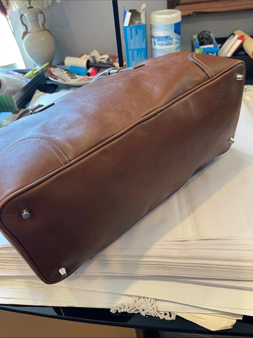Coach LG Burnished Caramel Tan Leather Soho Buckle Flap Tote Bag Purse Satchel